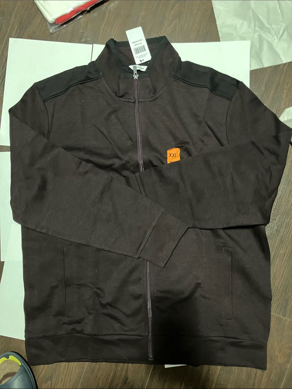 Calvin Klein Men's Dark Brown Zip-Front Bomber Jacket